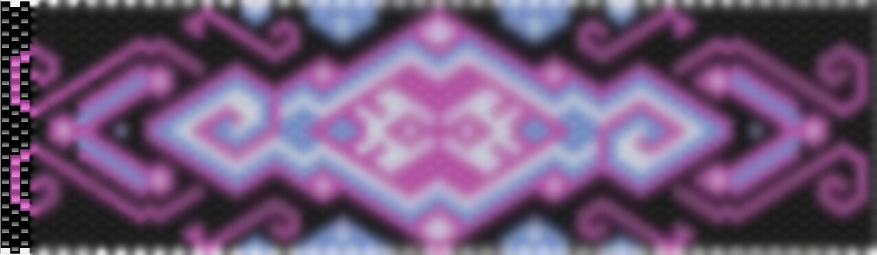 Perlenkette häkeln Mustervorlage schwarz pink hellblau weiss