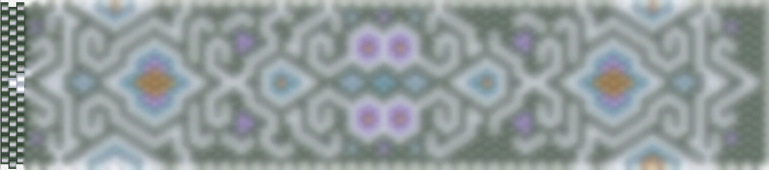 Stilvolles Tribal-Muster in lila und grün, das eine harmonische und kreative Ästhetik vermittelt.