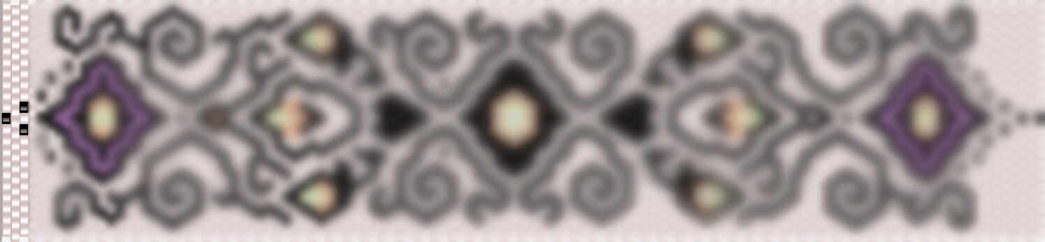 Stilvolles Häkelmuster mit einem raffinierten schwarzen und lila Design, ideal für kreative Handarbeiten.