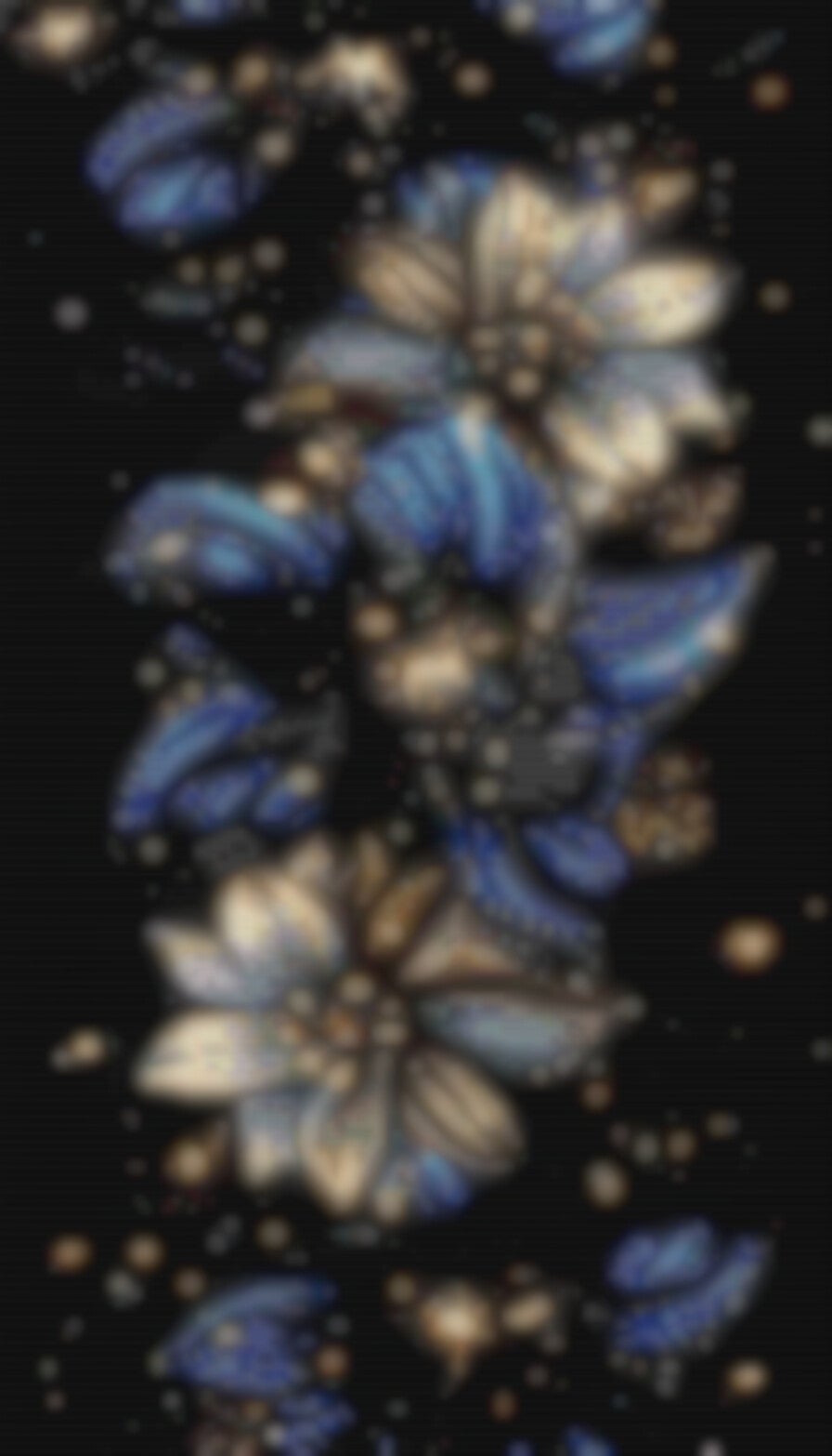 Detailreiches Muster mit blauen Blumen und Sternen, perfekt für Perlenweben.