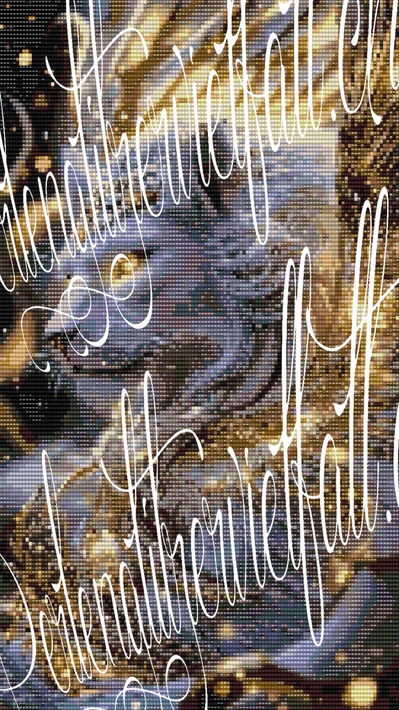 Elegantes Kreuzstichmuster eines weißen Löwen, der goldene Flügel ausbreitet, perfekt für Perlenweben-Projekte.