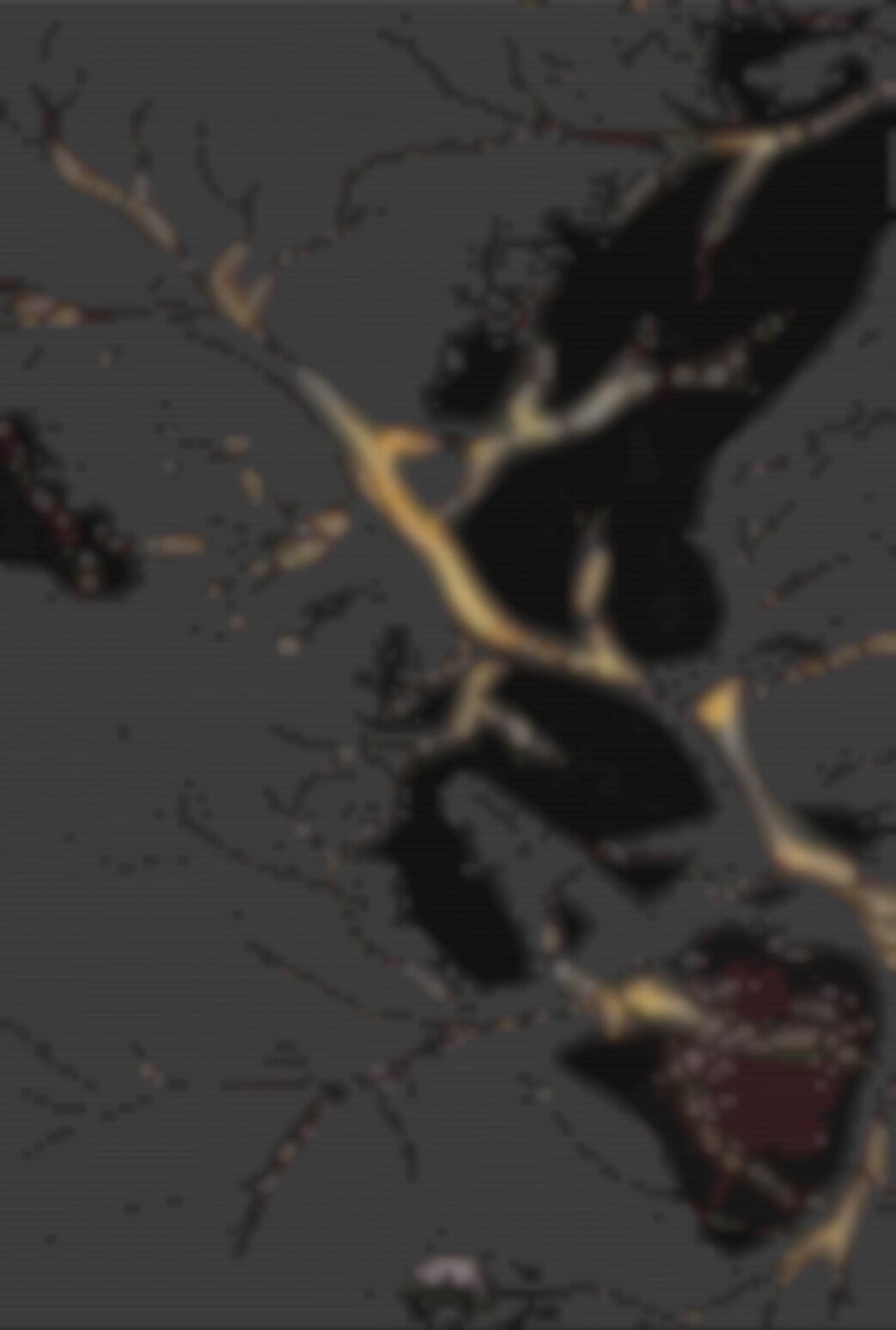 schwarzes Bild mit goldigen linien wie eine Astverzweigung.