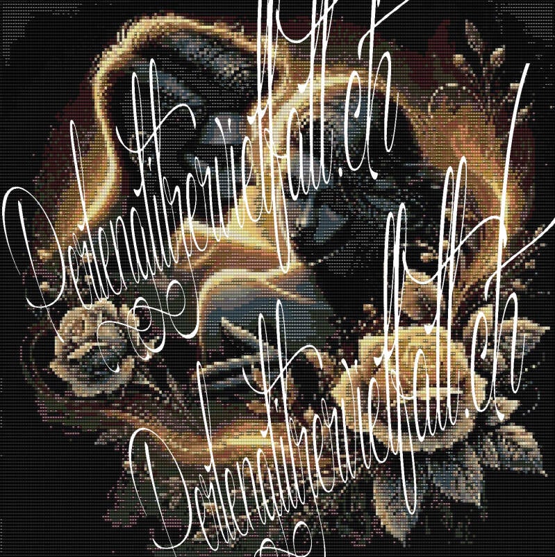  Design eines Paares mit Rosen, das die Schönheit des Perlenwebens einfängt.