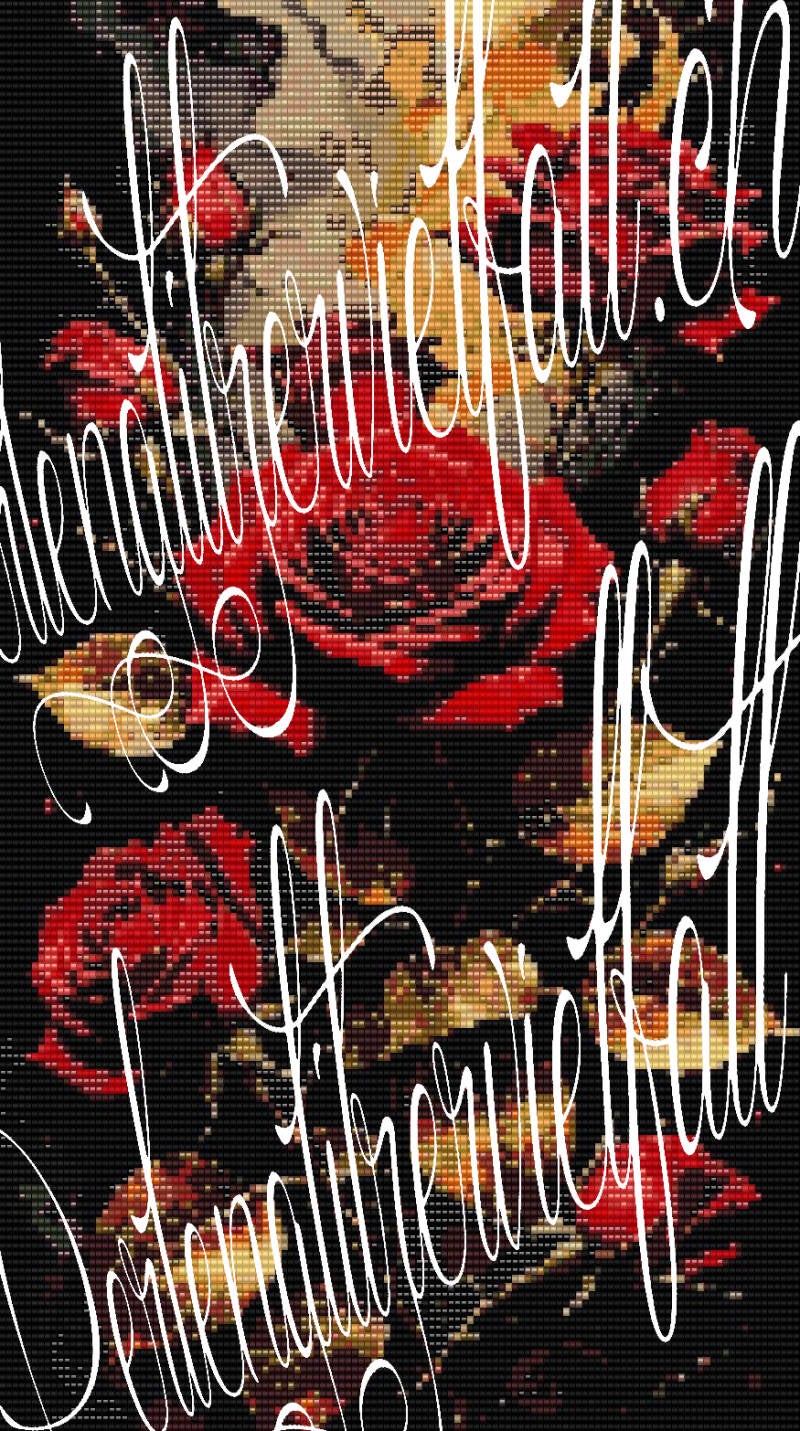 Detailreiches Kreuzstichmuster von roten Rosen, perfekt für Handarbeitsliebhaber und Perlenweben.