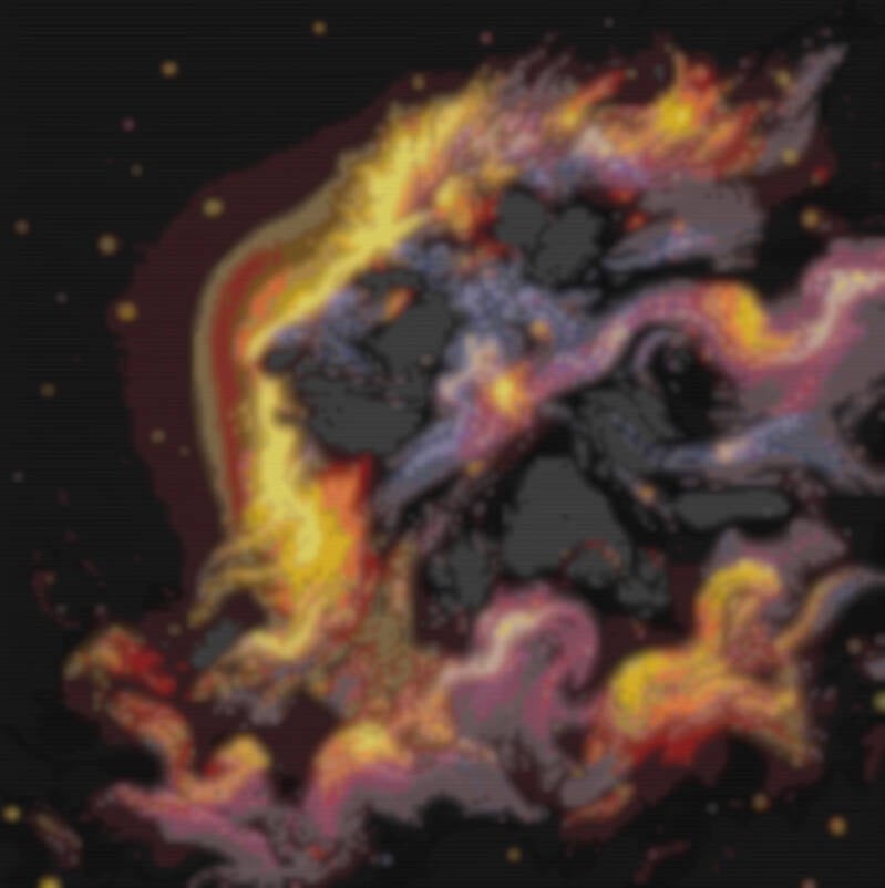 Muster eines majestätischen Löwen, umgeben von lebhaften Flammen, die Stärke und Eleganz ausstrahlen.