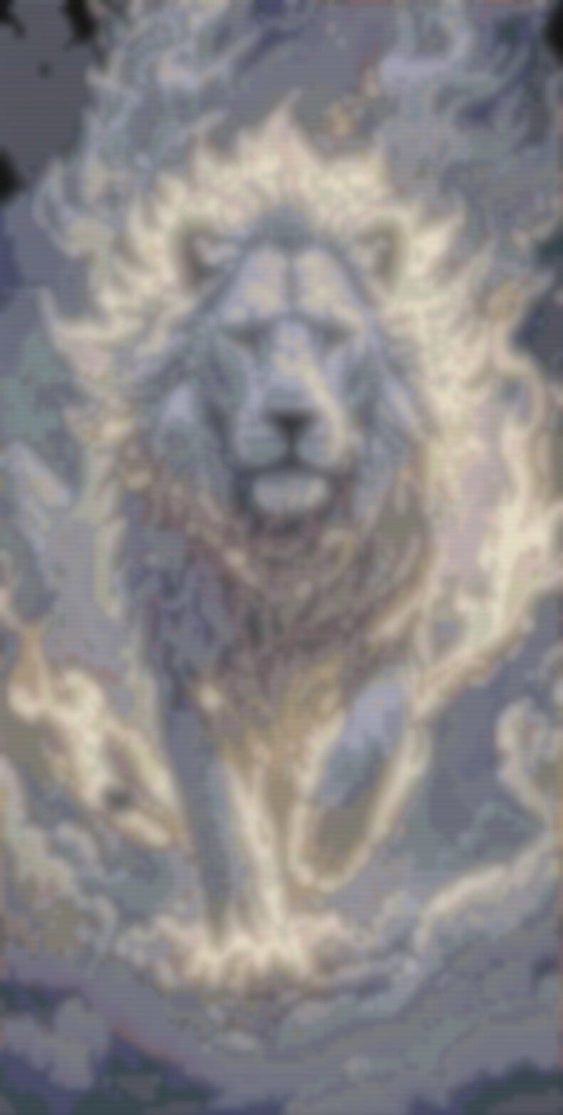  Elegantes Kreuzstichmuster eines weißen Löwen, perfekt für Ihre Perlenweben-Kreationen.