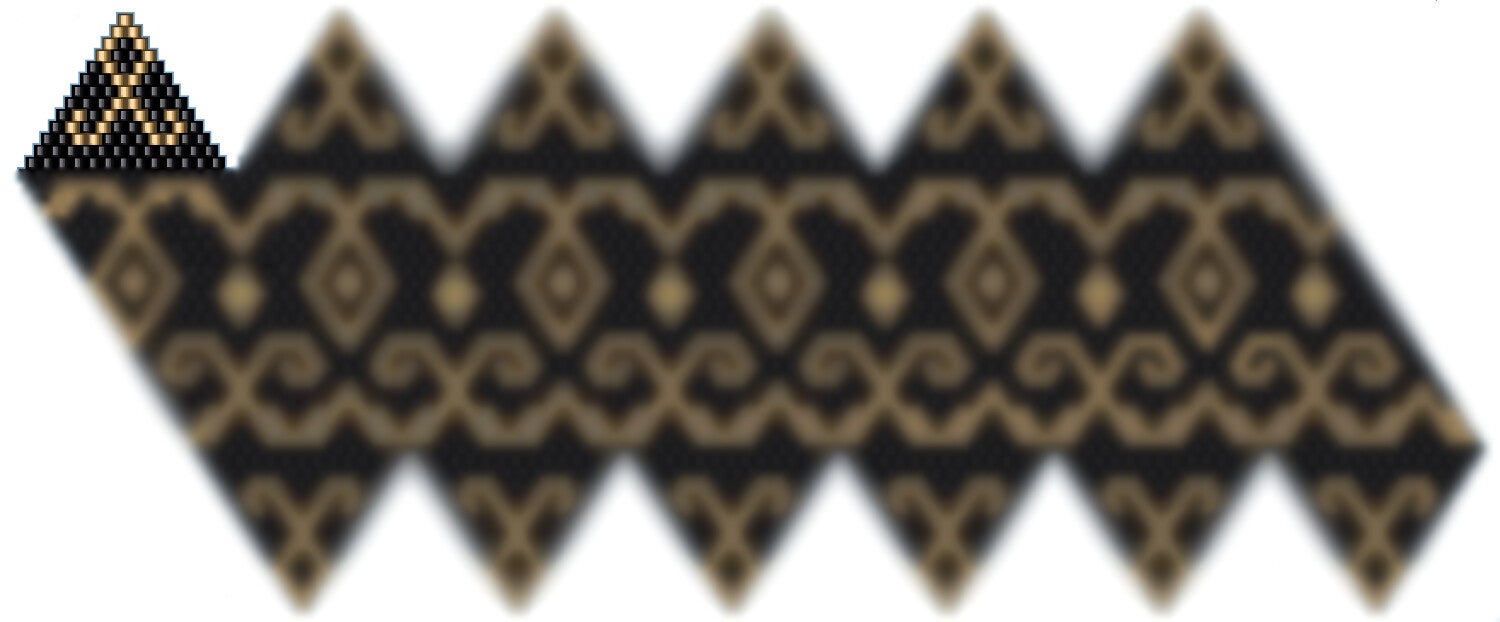 Weihnachtskugel aus Perlen häkel Mustervorlage schwarz gold