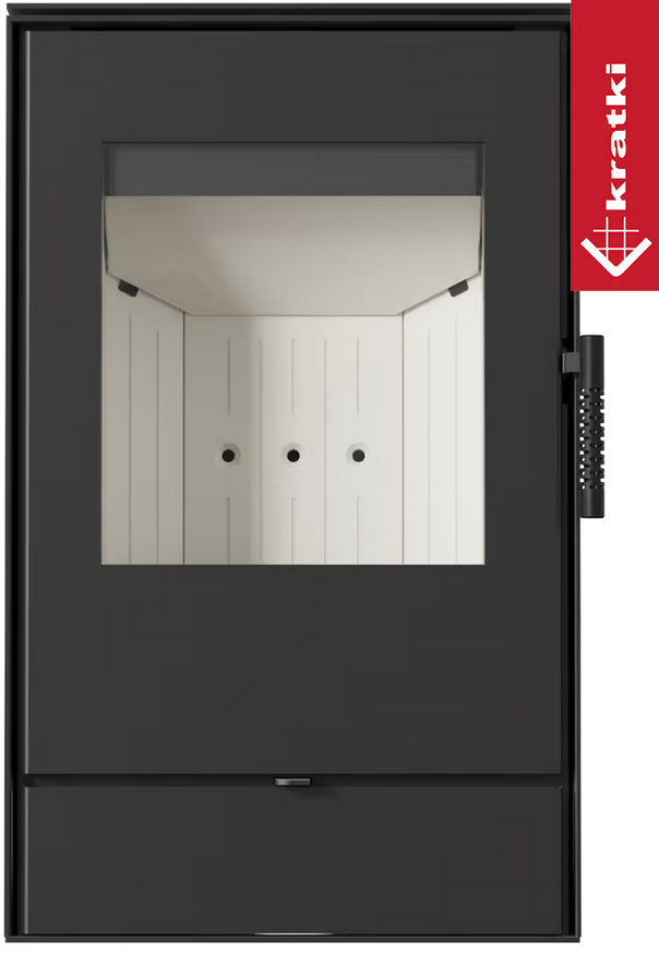 ROLLO/PROSTY einfach, Farbe schwarz, RR Ø 150, 7KW – Minimalismus in kompakter Form, EN 16510-Norm – geprüft nach der geltenden EU-Norm für Festbrennstoffheizgeräte für den Hausgebrauch, 5 Jahre Garantie – Sicherheit und Qualität garantiert.
