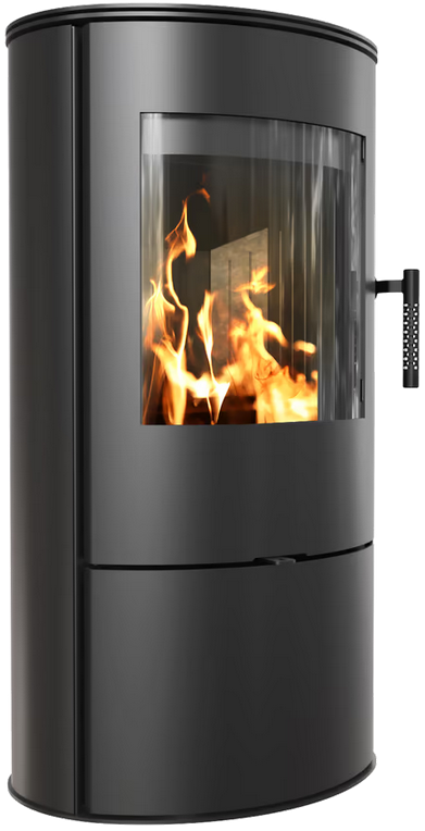 Kaminofen aus Stahl KRATKI ROLLO, Farbe schwarz, RR Ø 150, 7 kW