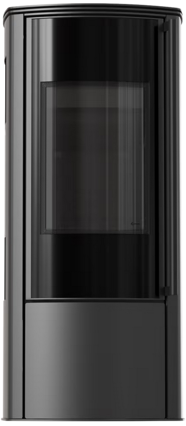 Freistehender Ofen KOZA AB ENYO R VIEW, Gehäuse schwarz, Thermotec-Auskleidung schwarz, RR Ø 150, 5,5 kW