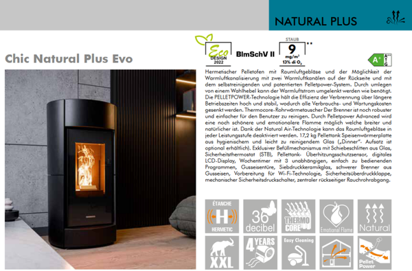 Thermorossi Pellet Ofen Chic Natural Plus EVO Kanalisierbar
