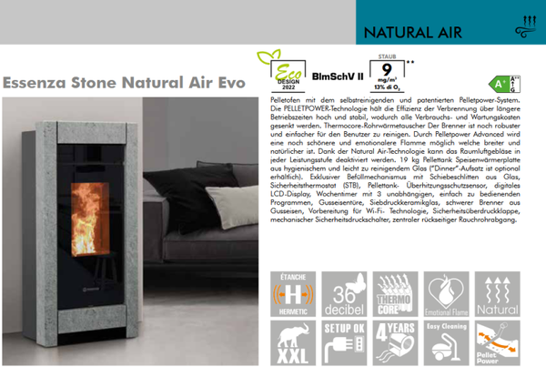 Thermorossi Pellet Ofen Essenza Stone Natural Air EVO