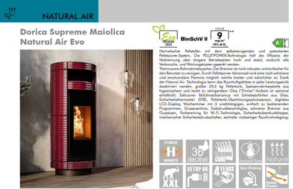 Dorica Supreme Maiolica Natural Air EVO, 4 Farben wählbar