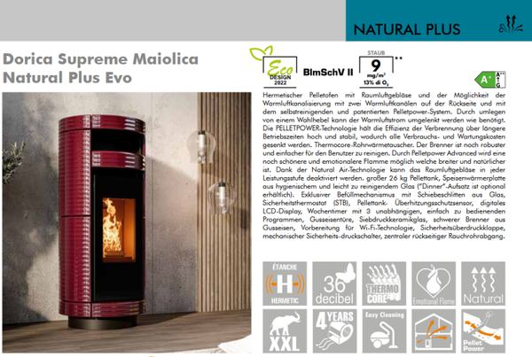 Dorica Supreme Maiolica Natural Plus EVO. Kanalisierbar, in 4 Farben