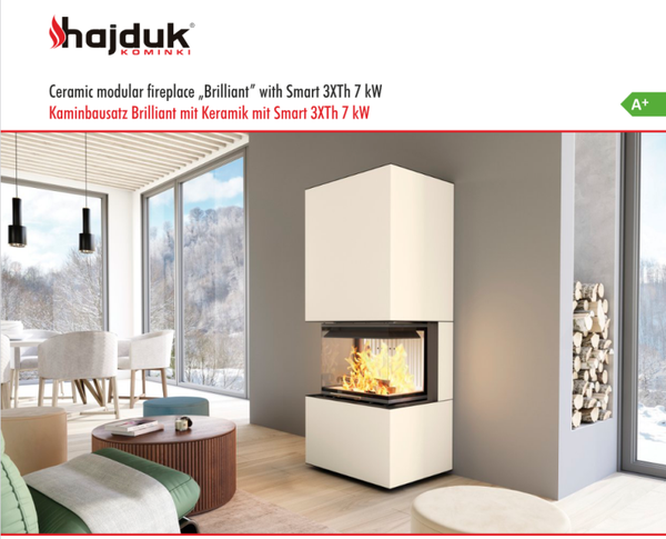 Kaminbausatz Brilliant mit Keramik, mit Smart 3XTh, 7KW, Farben 7 Stück