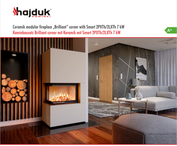 Kaminbausatz Brilliant Corner mit Keramik, mit Smart 2PXTh oder 2LXTH, 7KW, Farben 7 Stück