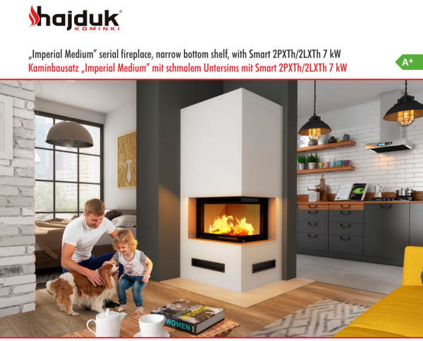 Kaminbausatz IMPERIAL MEDIUM mit schmalem Untersims, Smart 2PXTH oder 2LXTH, 7 KW, vielen Farben