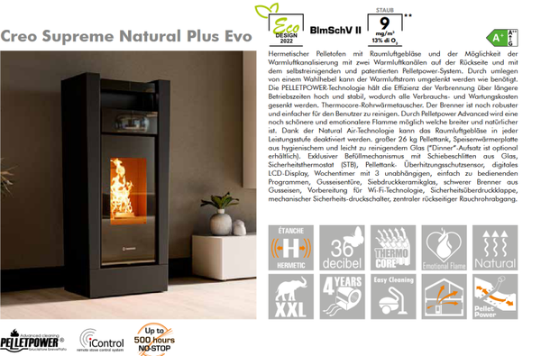 Thermorossi Pellet Ofen Creo Supreme Natural Plus EVO Kanalisierbar