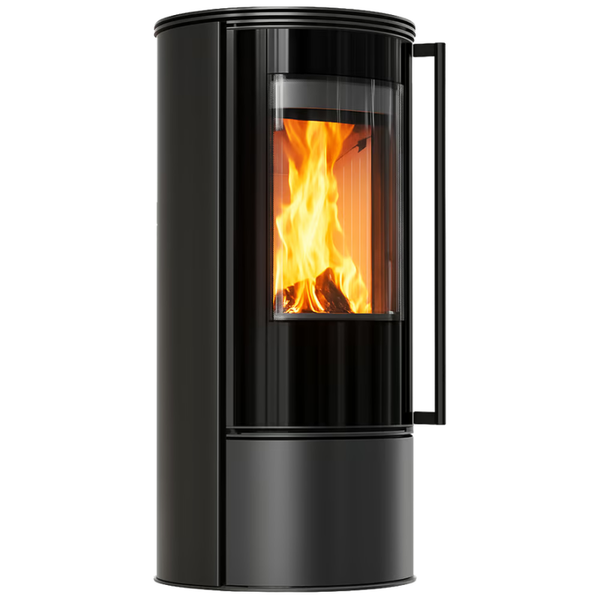Kamin Ofen Stahlkamin KOZA SKADI, Gehäuse schwarz, Thermotec-Auskleidung, innen weiß/schwarz wählbar, RR Ø 150, 5,5 kW