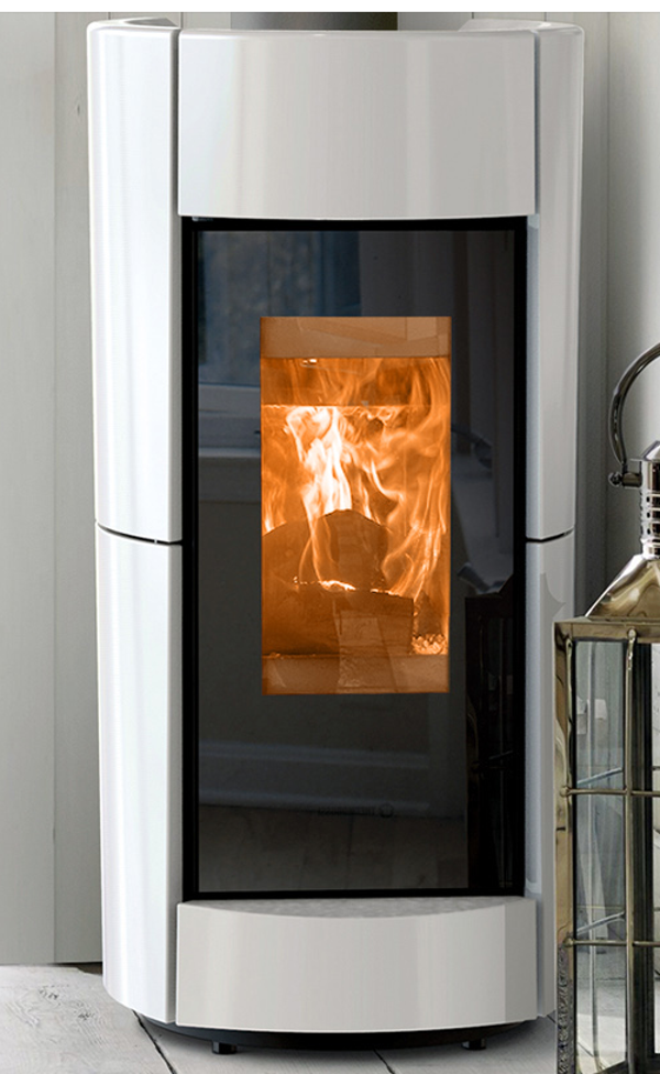 Thermorossi Kaminofenfen Chic Evo Wood 10KW mit Edler Majolika Verkleidung ist in 4 Farben wählbar