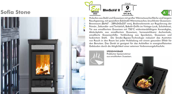 Thermorossi Kaminofen Küchenofen Herd Sofia Evo 5 Easy Stone 7,4 kW