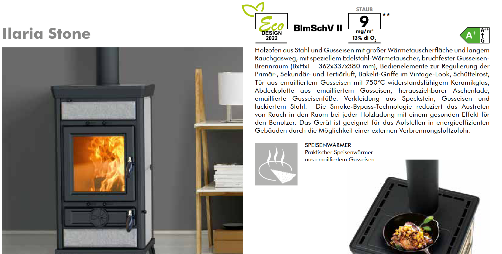 Thermorossi Kaminofen Küchenofen Herd Ilaria Evo 5 Stone KW 10,3