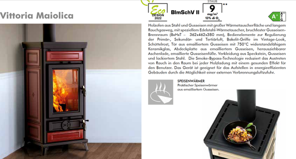 Thermorossi Küchenofen Herd Vittoria Evo 5 Maiolica, KW 11, Farben Beige, Bordeaux, Aufpreis in Steinverkleidung