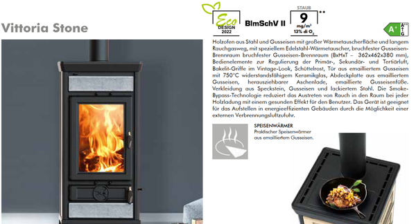 Thermorossi Kaminofen Küchenofen Herd Vittoria Evo 5 Stone KW 11