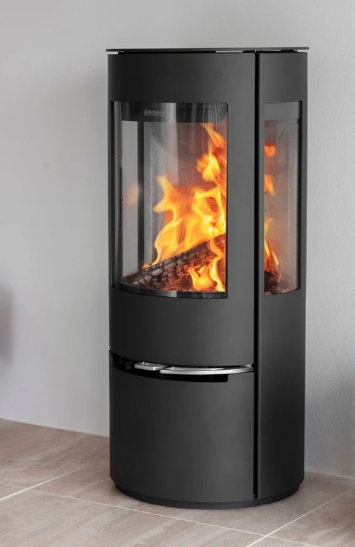 Aduro 22 Kaminofen Holzofen, Gehäuse Schwarz, 3-Seiter