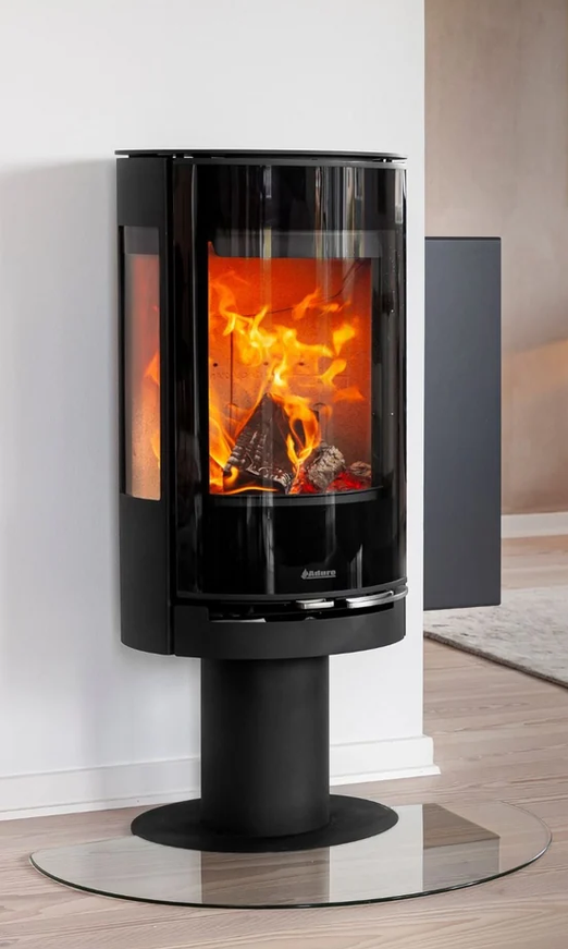 Aduro 22.3 Lux Kaminofen Holzofen, Gehäuse Schwarz, 3- Seiter mit Fuß