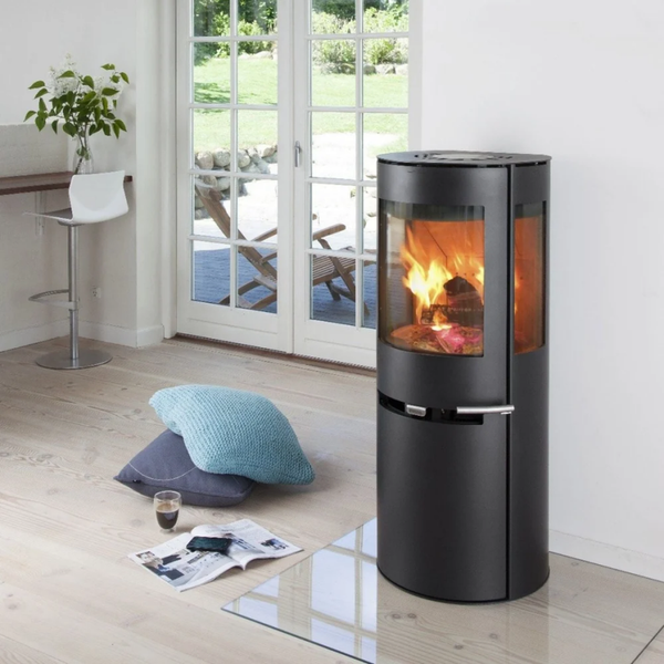 Aduro 9.5 Kaminofen Holzofen, Gehäuse Schwarz, 3-Seiter