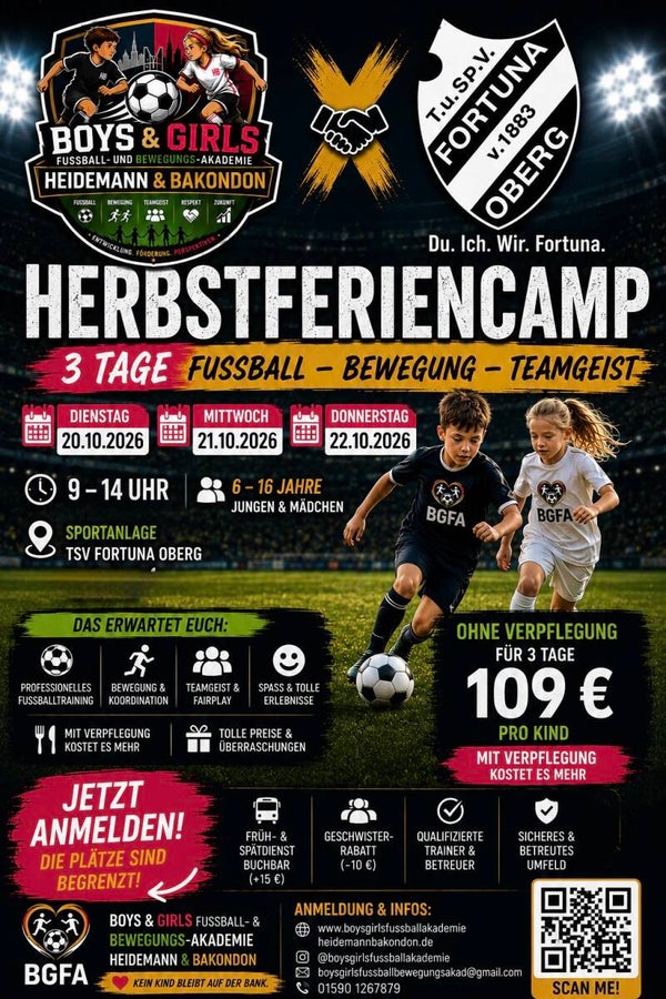 ⚽ Herbstferiencamp für Jungen&Mädchen 2026 in Oberg (3-Tage-Fußballcamp)