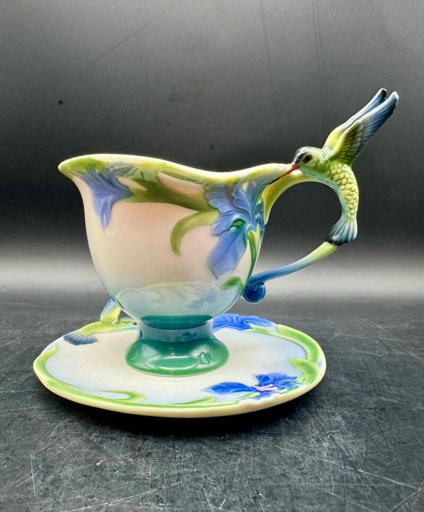 Franz Porcelain Hummingbird & Iris Cup & Saucer