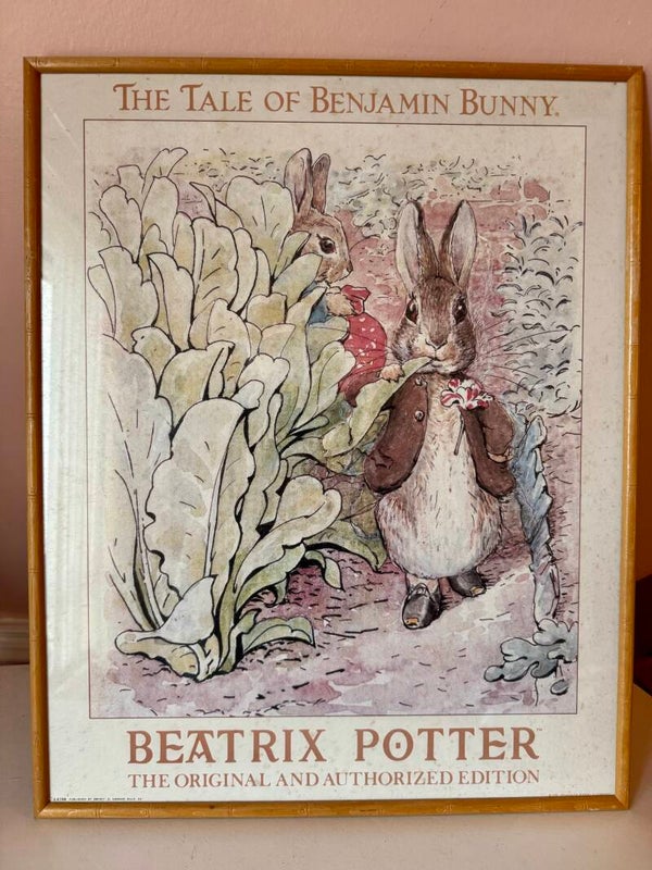 Vintage framed print Beatrix Potter The Tale Of Benjamin Bunny 17 inch wide 21 inch tall