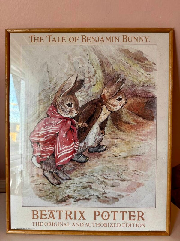 Vintage framed print Beatrix Potter The Tale Of Benjamin Bunny 17 inch wide 21 inch tall