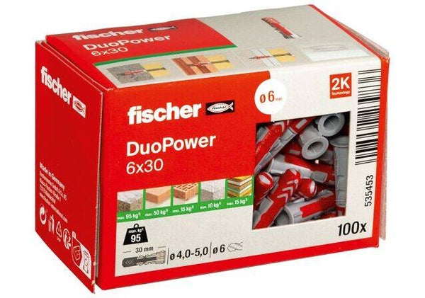Fischer DuoPower pluggen 6×30 mm – 100 stuks