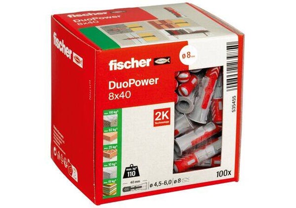 Fischer DuoPower pluggen 8×40 mm – 100 stuks