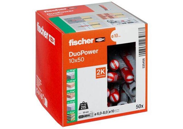 Fischer DuoPower pluggen 10×50 mm – 50 stuks