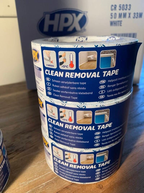HPX Clean Removal Tape CR5033 wit – 50 mm × 33 m