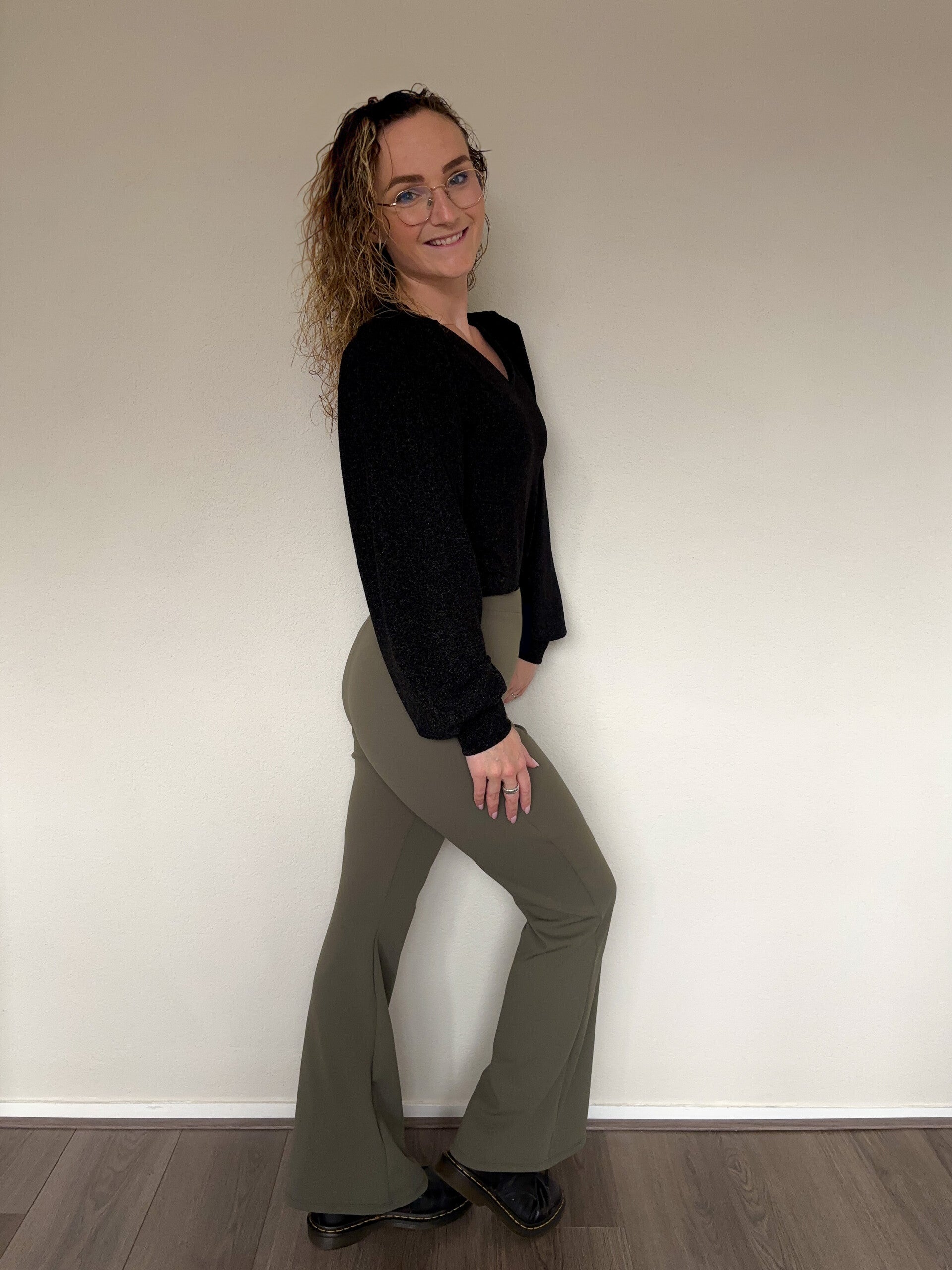 Flared broek dames | effen