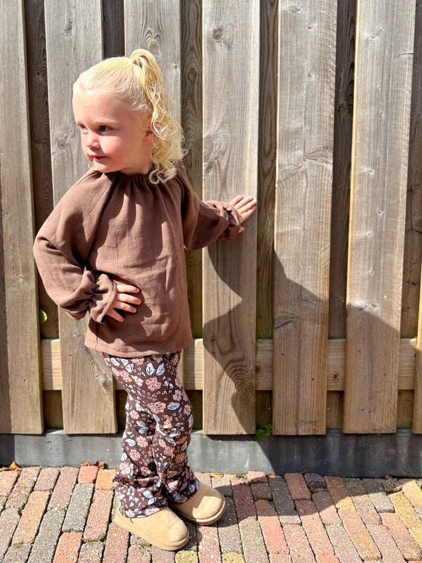 Blouse | linnen chocoladebruin