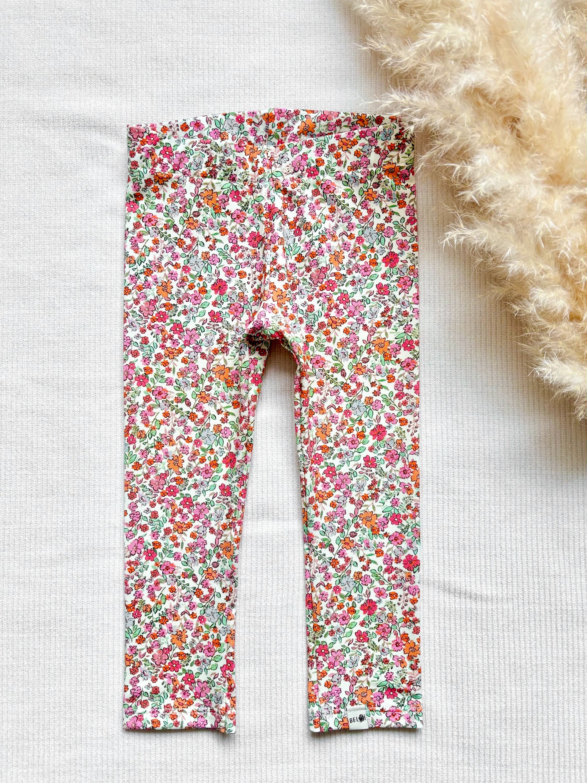 Legging | trendy bloem fuchsia oranje