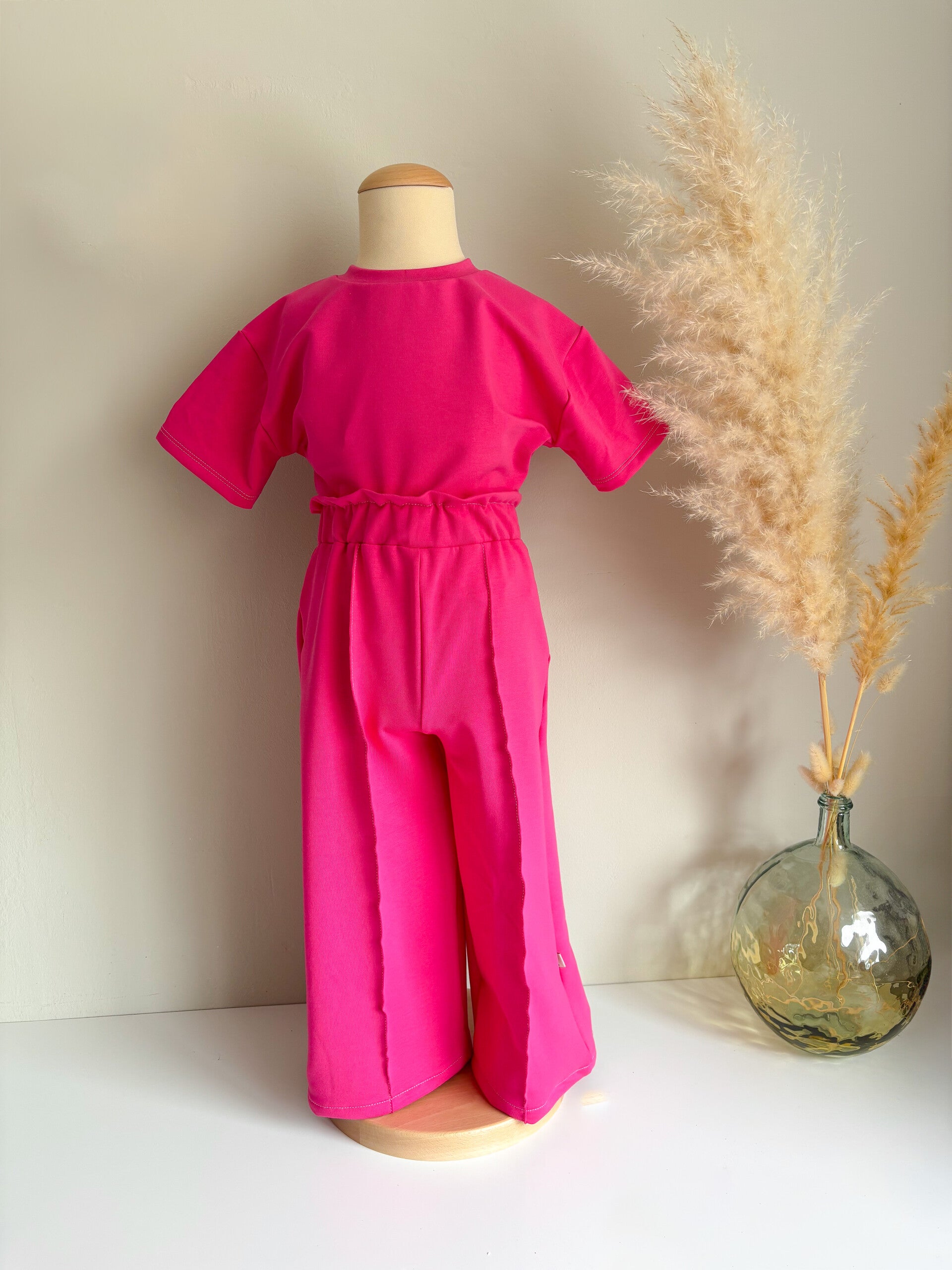 Paperbag wide leg broek | fuchsia
