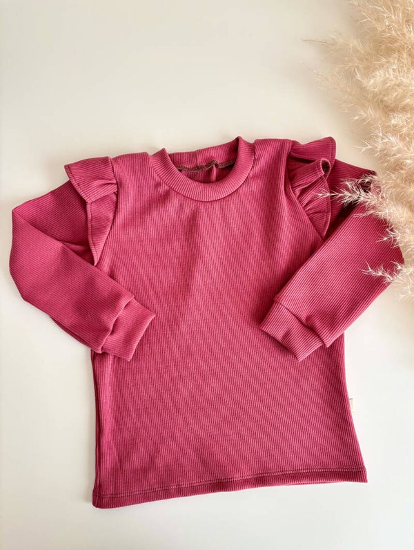 Longsleeve | smalle rib framboos