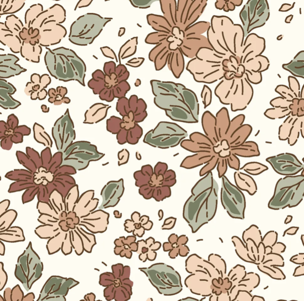 Vintage bloem groen/bruin