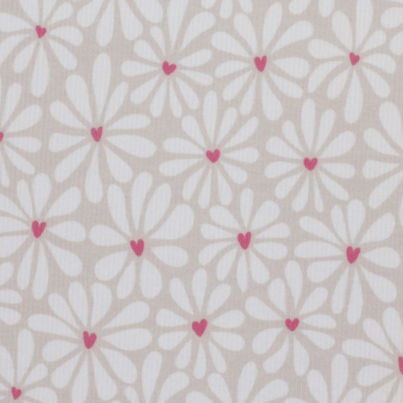 Hartjes bloem beige (rib)