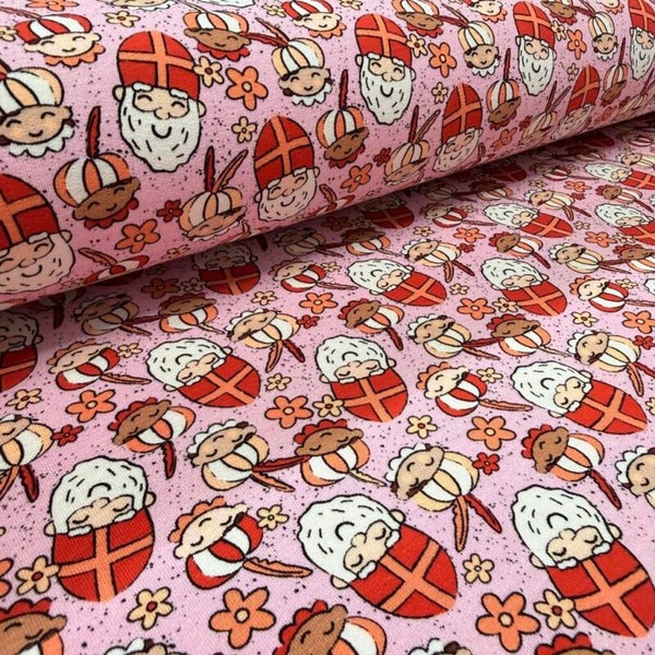 Flared broekje | Sint en Piet gezichtjes roze