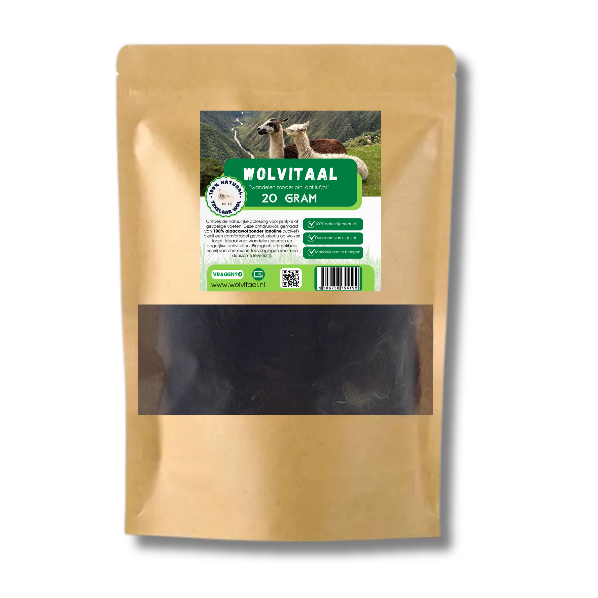 Alpaca wol - 20 Gram - Geen Lanonline