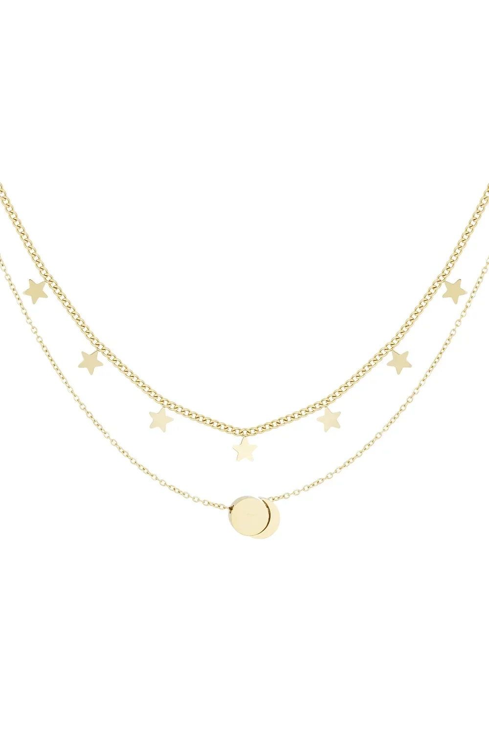 dubbele sterren ketting - goud