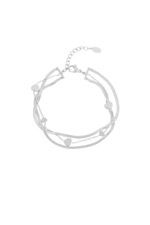 triplle hart armband - zilver